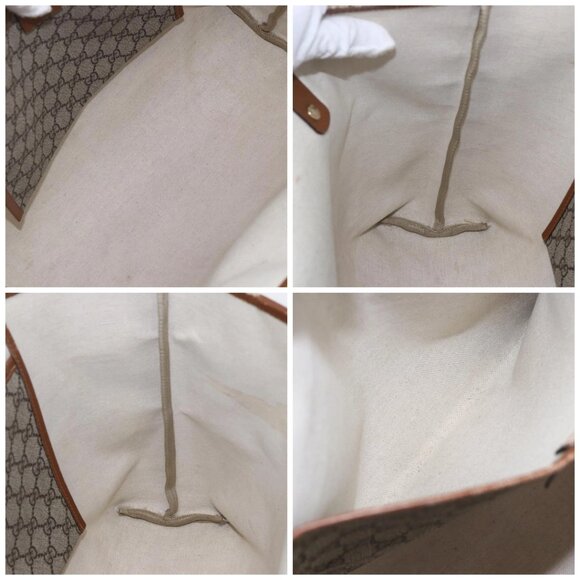 GUCCI GG Supreme Web Sherry Line Tote Bag PVC Beige Red 211134 Auth 153074 - Picture 15 of 16